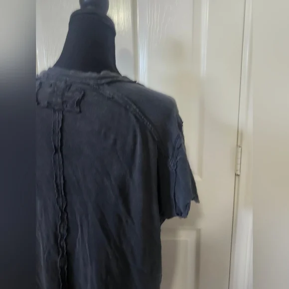 Free People We The Free Slate Blue Ribbed Riley Short Sleeve Tee XS - Picture 8 of 13